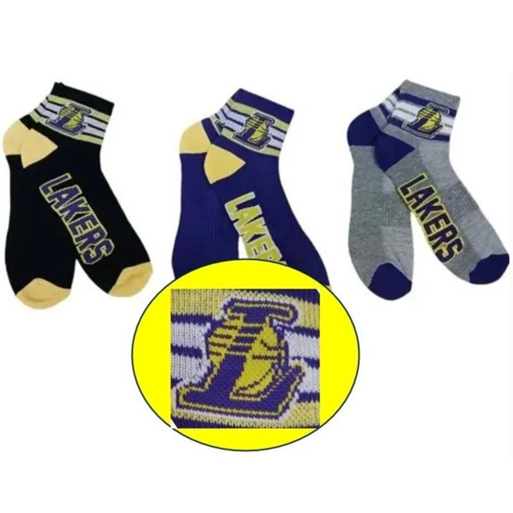 NEW! 3 Pairs NBA Los Angeles LAKERS Socks Mens Size 6-12 Low Cut Sports Official